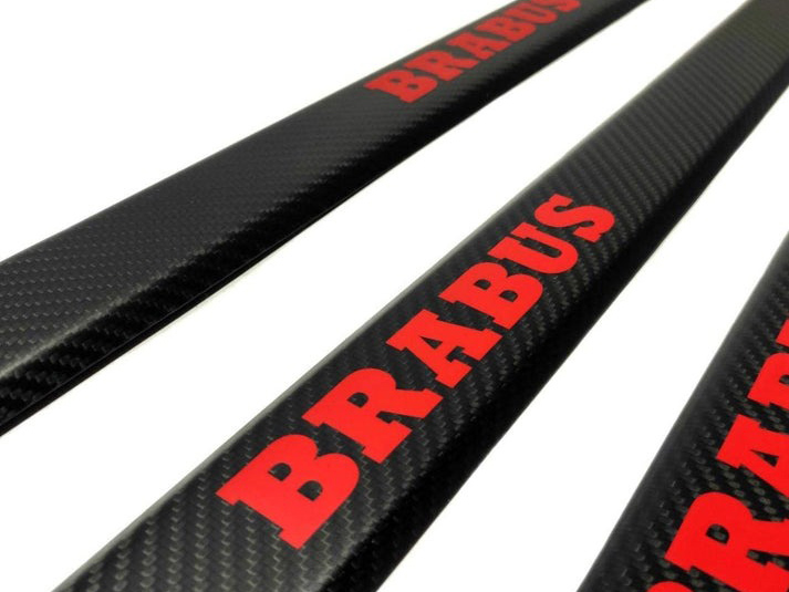 Mercedes-Benz W463 G-Class Red Brabus Logo Carbon Fiber Door Sills Set 4 pcs